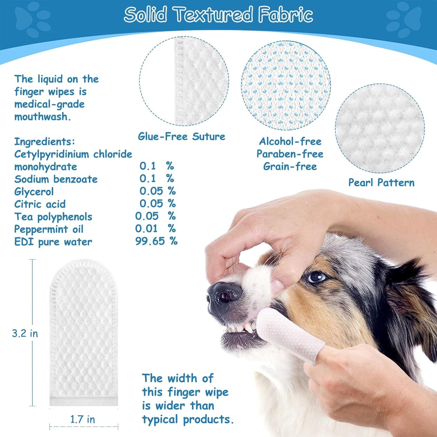 Dog Teeth Cleaning Wipes, 50pcs Dog Dental Ear Wipes Removing Tartar Buildup No-Rinse Dog Finger Toothbrush, Disposable Pet Dental Finger Wipes for Dogs Cat, Fit for Outdoor Home Travel - Image 5