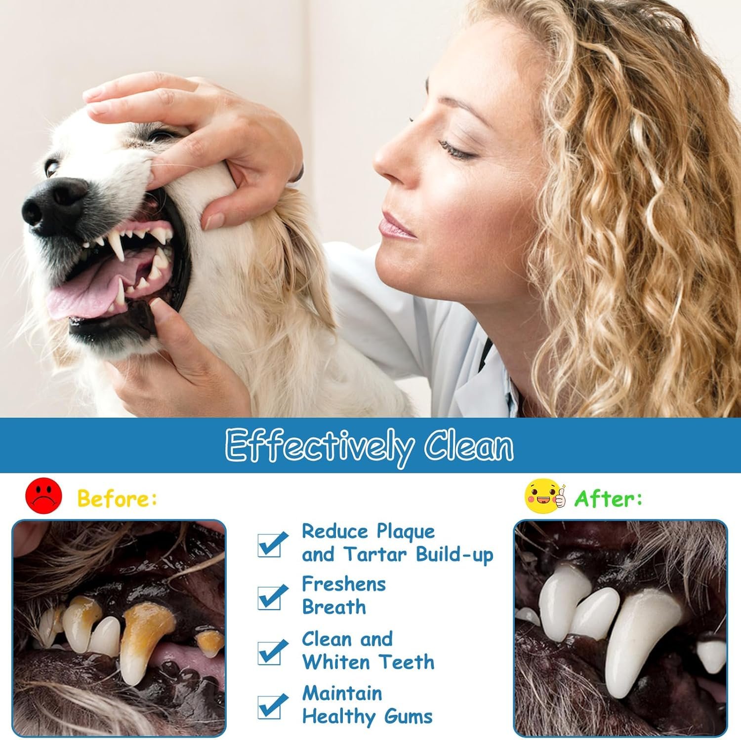 Dog Teeth Cleaning Wipes, 50pcs Dog Dental Ear Wipes Removing Tartar Buildup No-Rinse Dog Finger Toothbrush, Disposable Pet Dental Finger Wipes for Dogs Cat, Fit for Outdoor Home Travel - Image 6