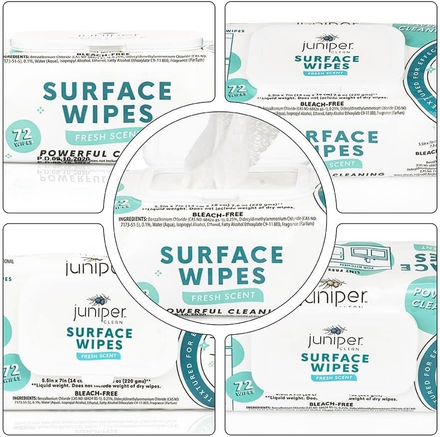 6 Pack Surface Cleaning Wipes Bleach Free, All-Purpose Cleaner for Bathroom, Kitchen, Office, 72 Count Soft Flow, Fresh Scent, Lint Free & Durable - Image 8