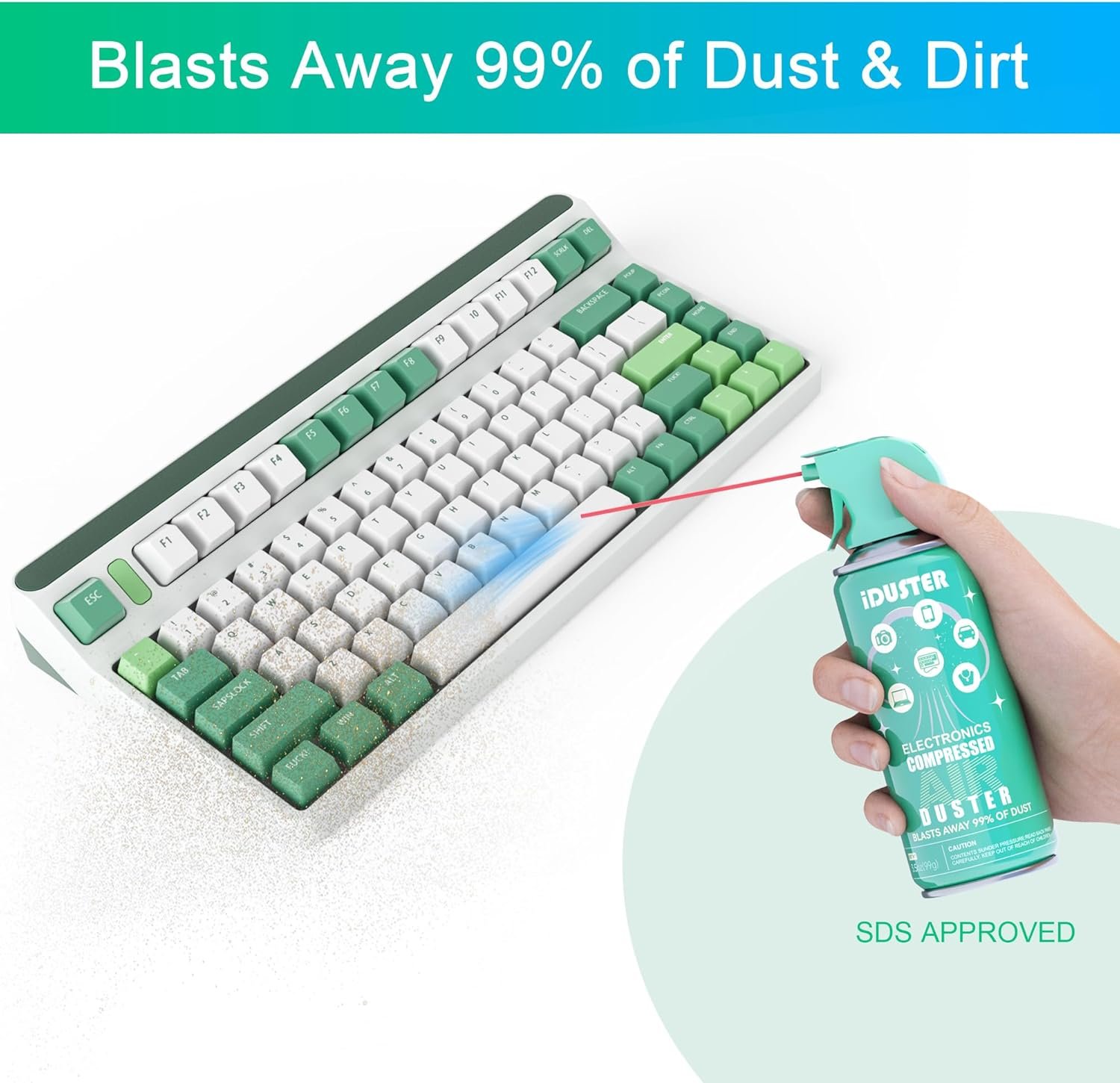Disposable Compressed Air Duster, 3.5 oz Computer Cleaner, Keyboard Cleaner, 2 PCS - Image 3
