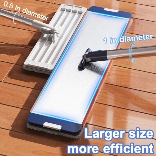 Mop and Bucket with Wringer Set for Home, Sturdy Aluminium Mops for Floor Cleaning, Mop and Bucket Set, Large Flat Mop and Bucket System, Mopping Bucket, Wall Cleaner Mop with 4 Microfiber Mop Pads - Image 3