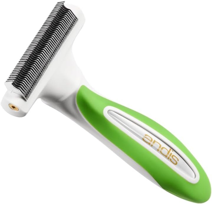 Andis Premium Fine-Tooth Deshedding Rake - White-Green - Image 2