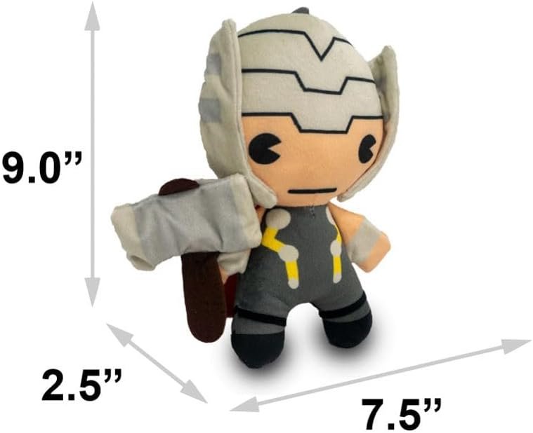 Dog Toy, Marvel, Plush Squeaker Thor with Hammer Kawaii Standing Pose - Image 5