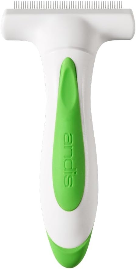 Andis Premium Fine-Tooth Deshedding Rake - White-Green - Image 3