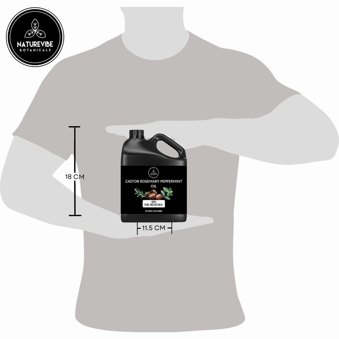 Naturevibe Botanicals Castor with Rosemary and Peppermint Oil 32 Ounces | 100% Pure and Natural | Great for Skin Care and Hair Care - Image 5