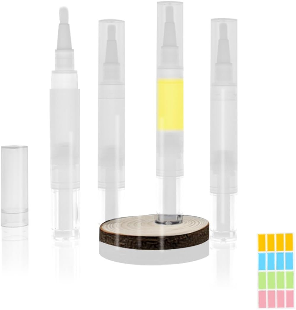 10 Pcs Empty Cuticle Oil Pen Nail Oil Pen Transparent Twist Pens with Brush Tip for Lip Gloss Nail Polish Eyelash Growth Liquid with 16Stickers (5ML) - Image 2