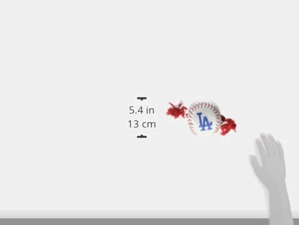 MLB LOS ANGELES DODGERS Baseball Rope Toy for DOGS & CATS. Tough nylon, Sporty Baseball Design, Heavy-duty ropes with Inner SQUEAKER - Image 3