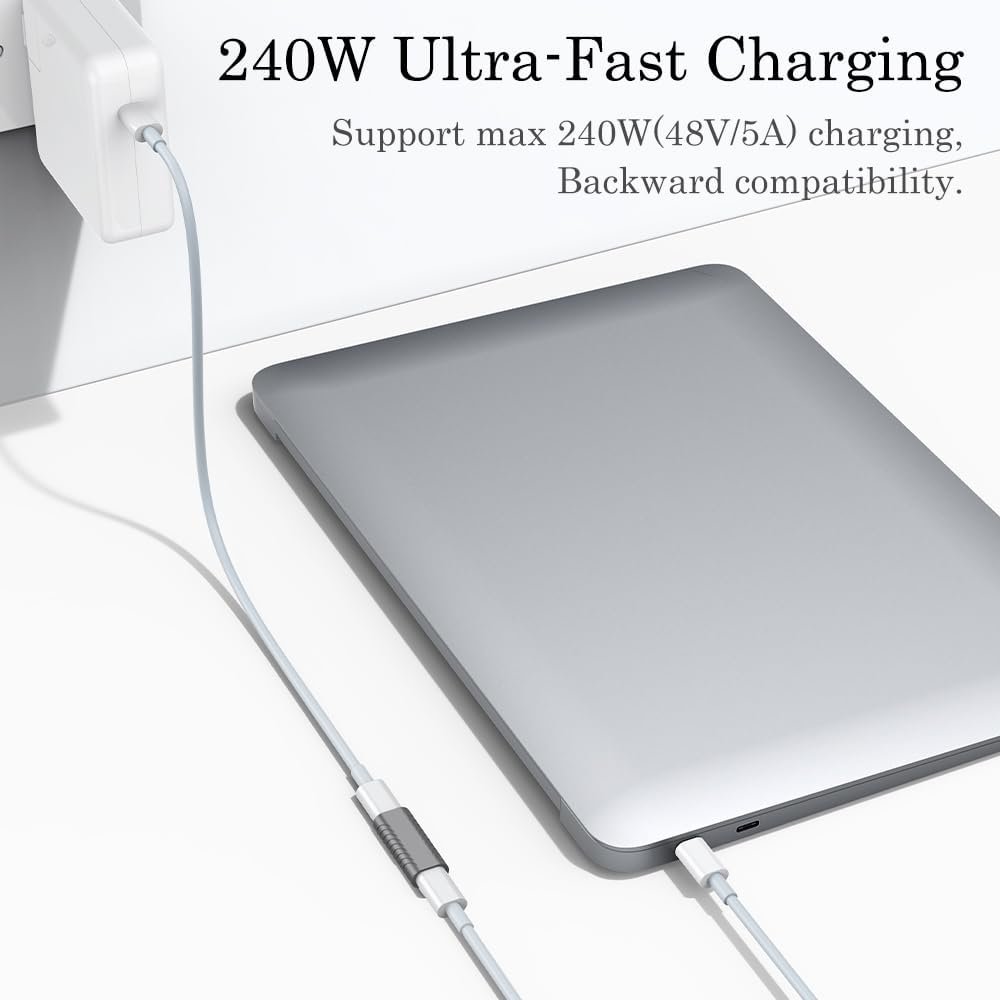 AuviPal 240W USB C Coupler (2 Pack), USB Type C Female to Female Adapter Extender Compatible with Thunderbolt 4/3 Support up to 40Gbps Data Transfer, 240W Power Delivery and 8K@60Hz Video Ouput - Image 4