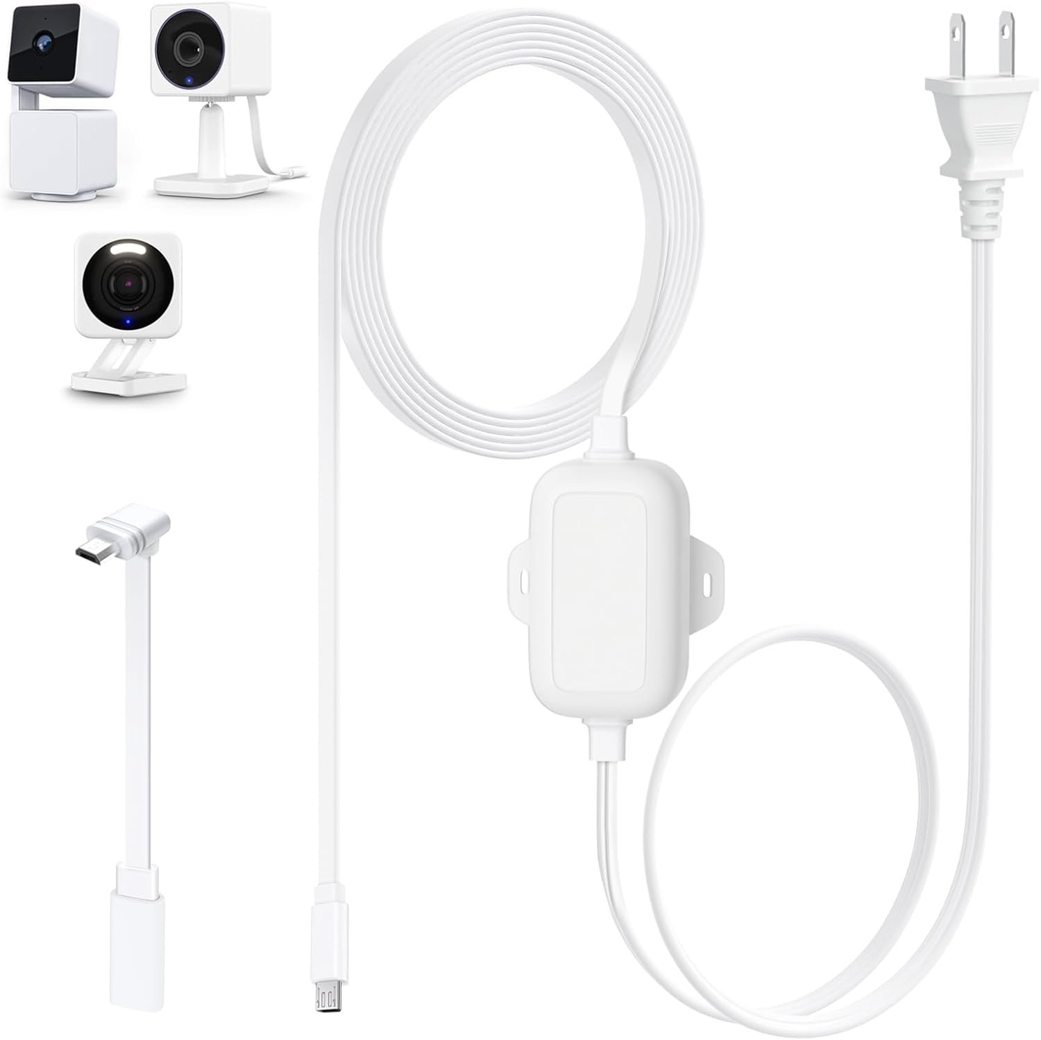 16.4FT Power Cable with Adapter Compatible with WYZE Cam Pan v3, Wyze Cam V4, Wyze Cam OG/V3/ V3 Pro, One-piece Molding with More Waterproof and Rust-proof to Keep 24-hour Power Supply for Outdoor Use - Image 2