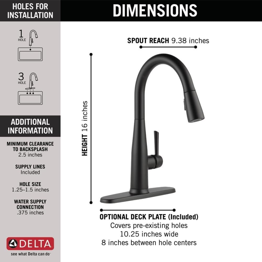 Delta Faucet Essa Touch Kitchen Faucet, Matte Black Kitchen Faucet with Pull Down Sprayer, Kitchen Sink Faucet, Touch Faucet for Kitchen Sink, Touch2O Technology, Matte Black 9113T-BL-DST - Image 5