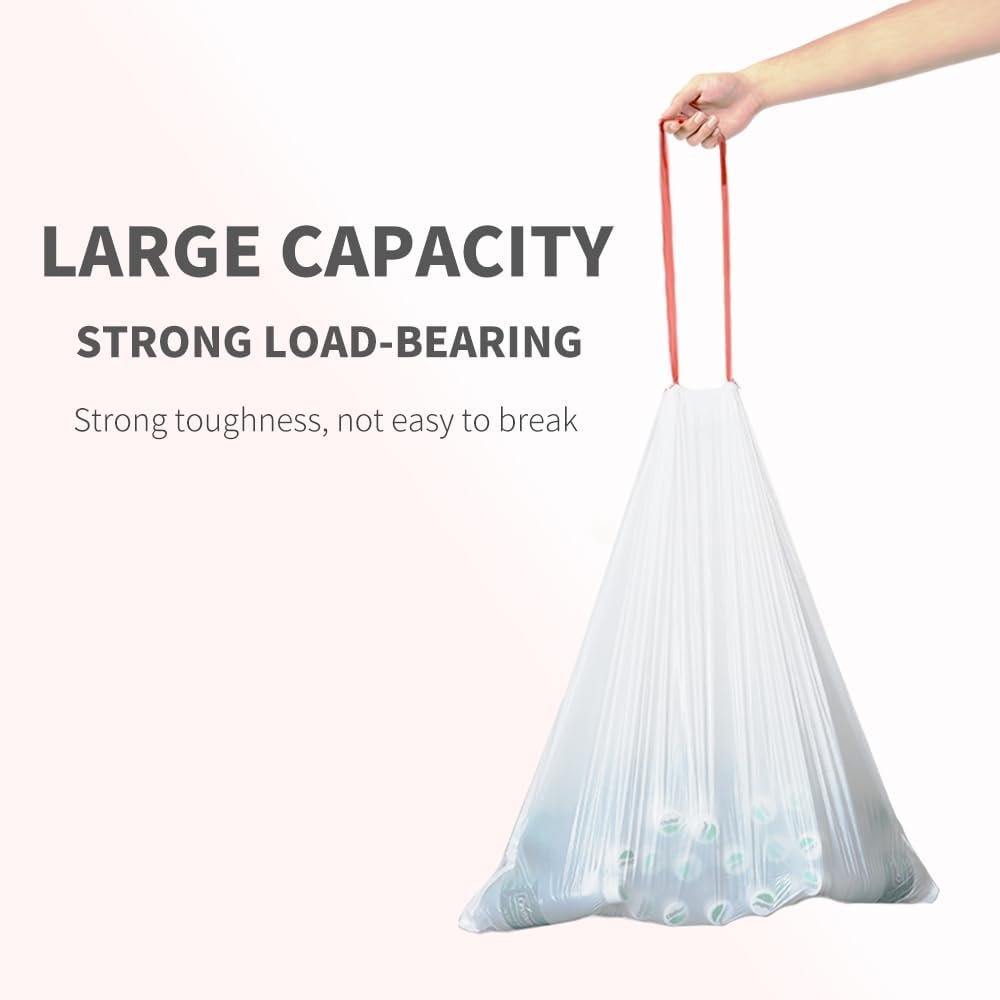 Fancial Ultra Strong Tall Kitchen Trash Bags, Unscented, White,13 Gallon, 80 Count - Image 6