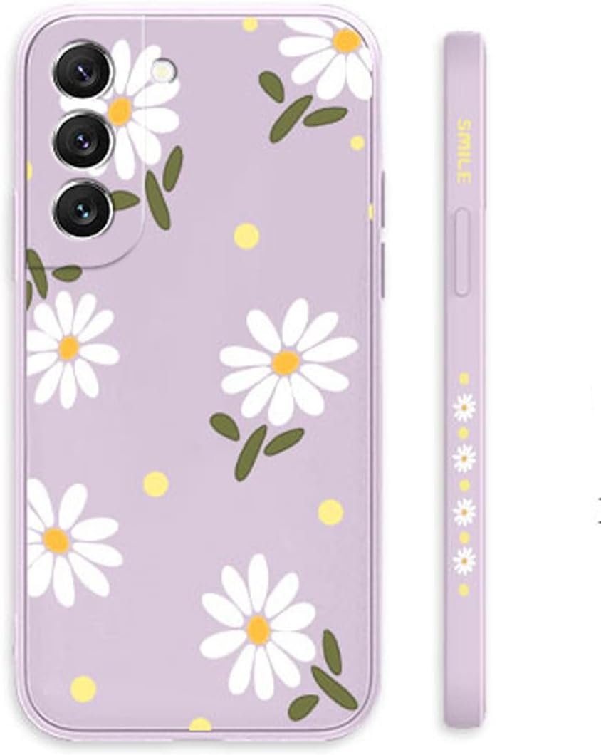 Galaxy A14 5G Case for Women Girls Cute Daisy Flower Camera Lens Protector Flexible Thin Slim Liquid Silicone Rubber Shockproof Protective Cover Phone Case for Samsung Galaxy A14 6.6"-Purple - Image 8