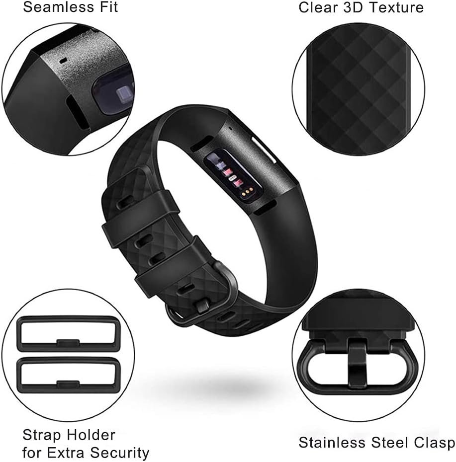 Qimela Replacement Watch Strap Compatible with Fitbit Charge 3/Fitbit Charge 4 Bands for Women Men, Liquid Silicone Sport Classic Wristbands 2 Pack (Grey, Small) - Image 5