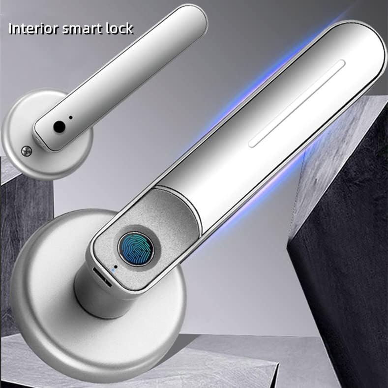 Fingerprint Door Lock Bedroom Door Lock Biometric Door Lock Keyless Electronic Door Knob with 30 Fingerprints Smart Lock for Home Storage Bedroom Office and Other Private Spaces(Silver) - Image 4