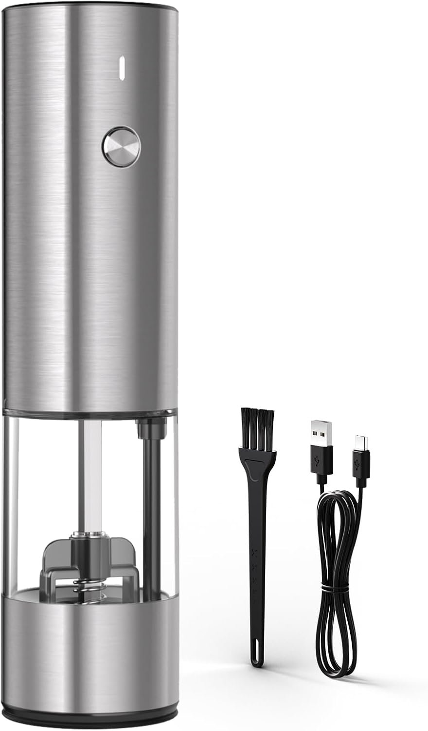 Electric Salt or Pepper Grinder Set Rechargeable with LED lights - Stainless Steel Automatic Pepper or Salt Grinder Refillable with 6 Adjustable Coarseness - Image 2