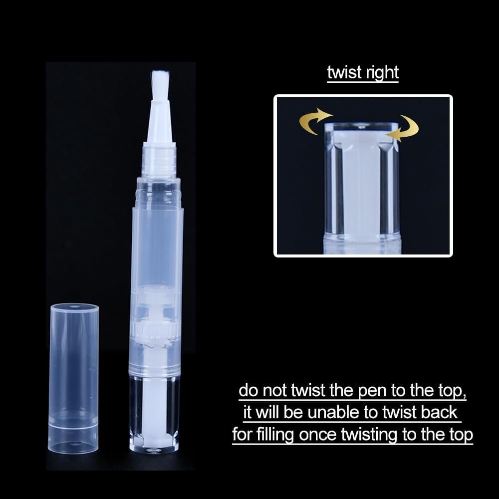 10 Pcs Empty Cuticle Oil Pen Nail Oil Pen Transparent Twist Pens with Brush Tip for Lip Gloss Nail Polish Eyelash Growth Liquid with 16Stickers (5ML) - Image 9