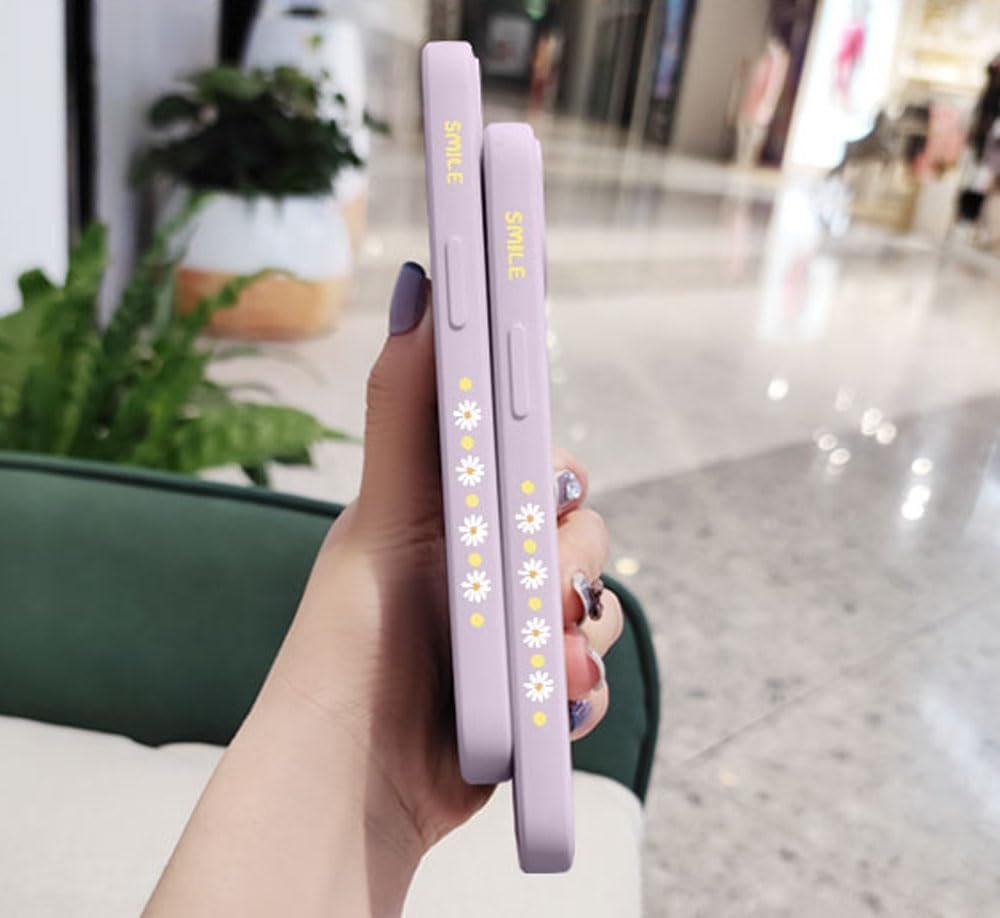 Galaxy A14 5G Case for Women Girls Cute Daisy Flower Camera Lens Protector Flexible Thin Slim Liquid Silicone Rubber Shockproof Protective Cover Phone Case for Samsung Galaxy A14 6.6"-Purple - Image 7