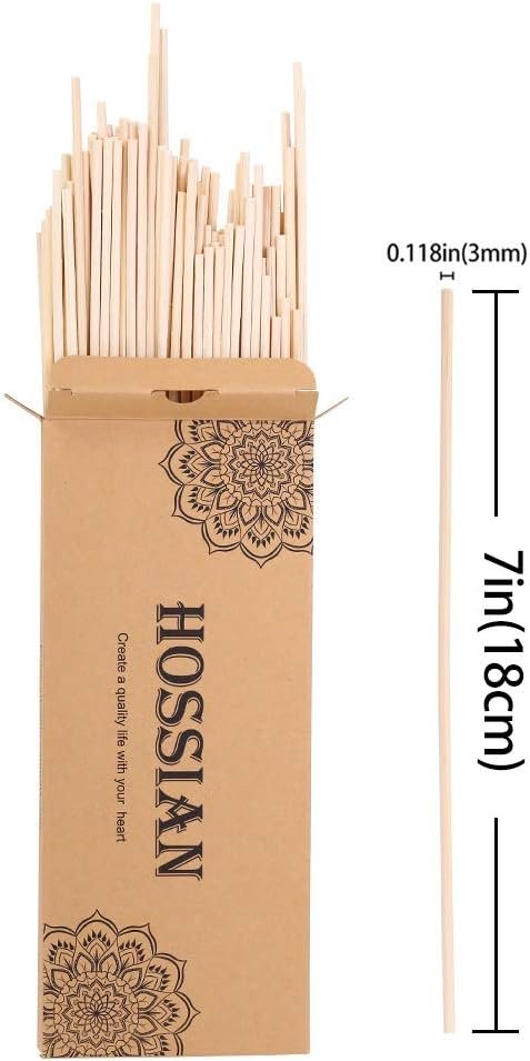 HOSSIAN 100PCS Reed Diffuser Sticks-Natural Rattan Wood Sticks Reed diffusers-Reed Sticks-Replacement for Aroma Fragrance reeds for Essential Oil diffusers Refills (7"*3mm Primary Color) - Image 4