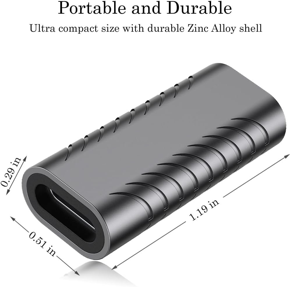 AuviPal 240W USB C Coupler (2 Pack), USB Type C Female to Female Adapter Extender Compatible with Thunderbolt 4/3 Support up to 40Gbps Data Transfer, 240W Power Delivery and 8K@60Hz Video Ouput - Image 7