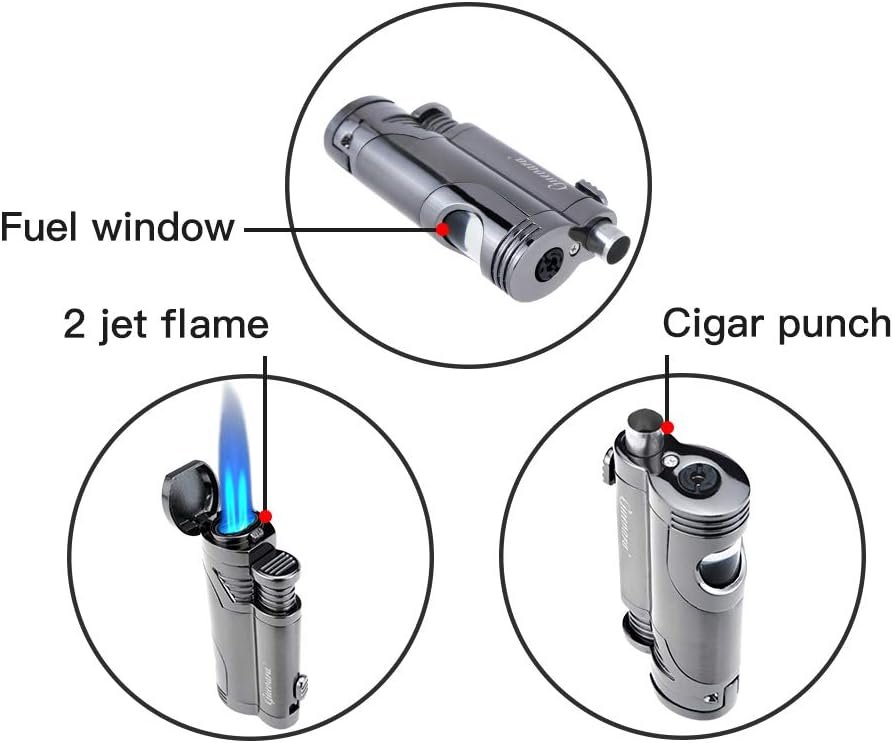 GUEVARA Butane Torch Lighter with Punch Windproof Double Jet Lighters (Grey) - Image 4