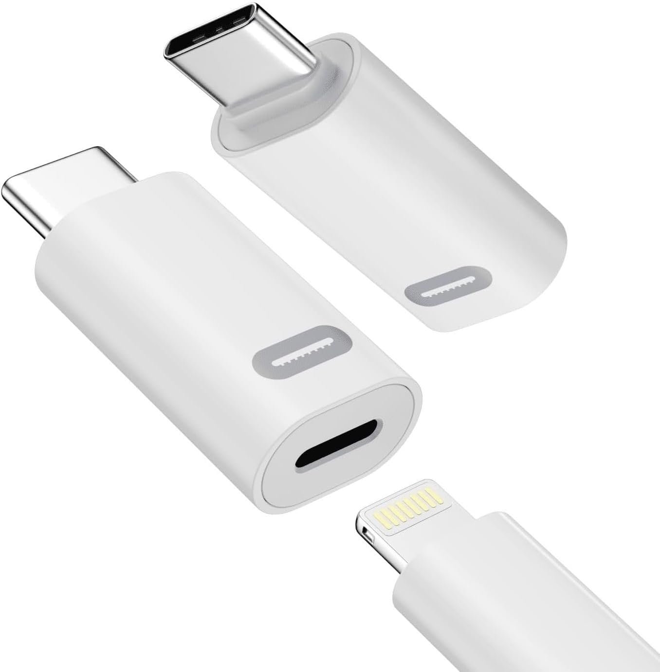 iPhone 15 Charging Adapter,2 Pack MFi Certified USB C Male to Lightning Female Connector Type-C to 8 Pin PD Fast Charging Converter Data Sync for iPhone 15 15 Pro Max 15 Plus iPad Galaxy Pixel, White - Image 2