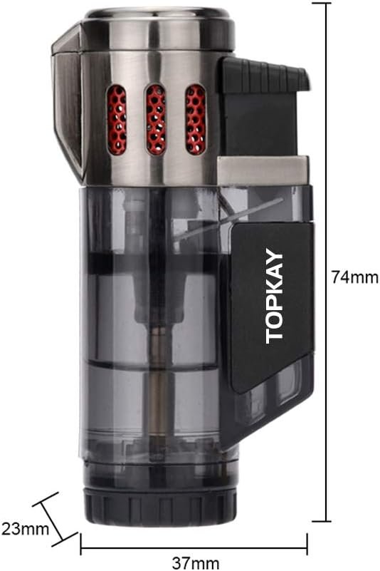 Cigar Lighter Triple Jet Flame Butane Torch Lighters Windproof Butane Refillable Gas Torch Lighters with a Gift Box, 2 Pack (Without Gas) - Image 9