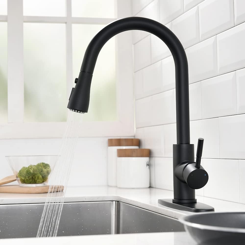 Black Kitchen Faucets with Pull Down Sprayer Kitchen Sink Faucet with Pull Out Sprayer Single Hole Deck Mount Single Handle Stainless Steel Grifos De Cocina 866068R - Image 8