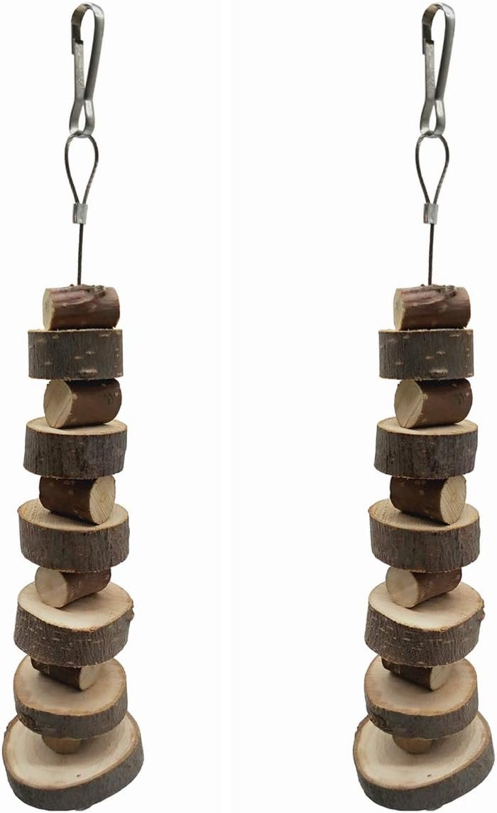 LWINGFLYER 2pcs Hamster Chew Toys Hanging Apple Wood Hamster Chew Toys for Hamsters Teeth Natural Apple Wood Cage Snack for Hamsters Rabbits Bunny Bird Parrots Chinchilla Guinea Pig Gerbils Squirrels - Image 2