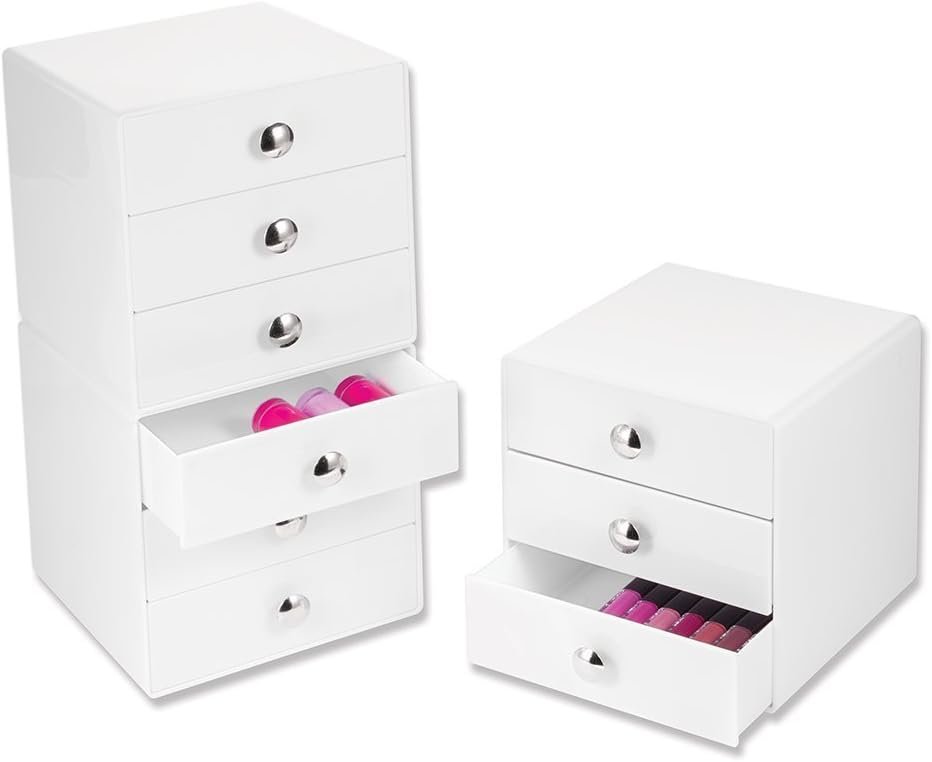 iDesign 3-Drawer Plastic Vanity Organizer, Compact Storage Organization Drawers Set for Cosmetics, Dental Supplies, Hair Care, Bathroom, Dorm, Desk, Countertop, Office, 6.5" x 6.5" x 6.5", White - Image 7