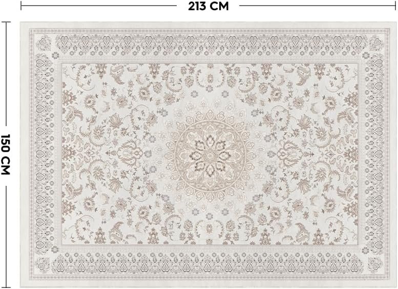 Artoid Mode Beige Traditional Medallion Border Area Rug, Home Decor Low-Profile Area Rugs for Entryway Bedroom Living Room Laundry Room Indoor 5x7 Feet - Image 3