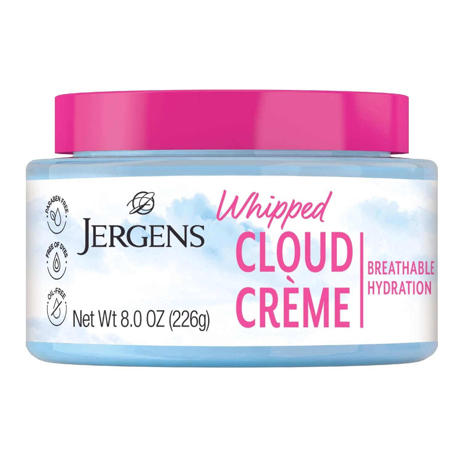Jergens Whipped Moisturizing Cream, Body and Face Moisturizer for Dry Skin with Hyaluronic Complex, Breathable Non-Greasy Hydration, Dermatologist Tested, Paraben and Dye Free, 8 Ounce - Image 2