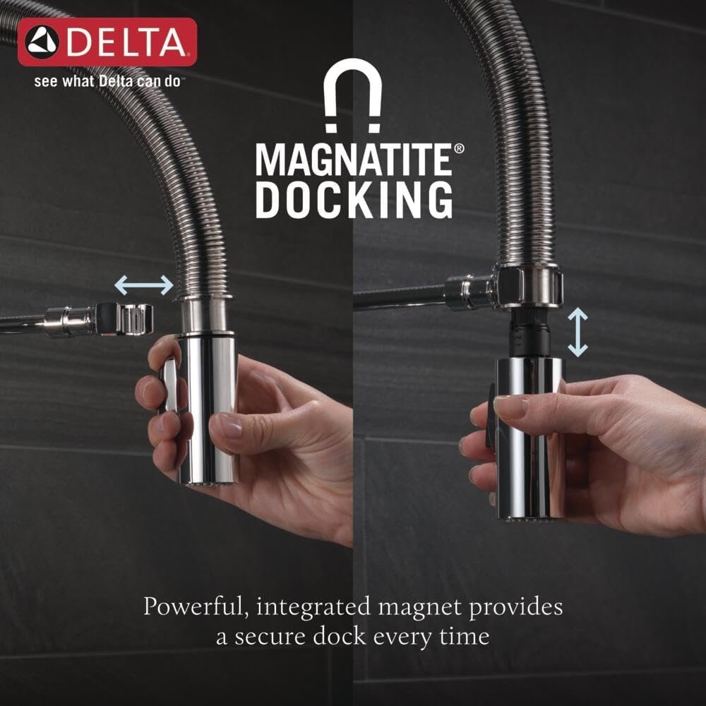 Delta Faucet Trinsic Pro Commercial Style Kitchen Faucet, Touch Kitchen Faucets with Pull Down Sprayer, Kitchen Sink Faucet, Touch Faucet, Delta Touch2O Technology, Arctic Stainless 9659T-AR-DST - Image 7