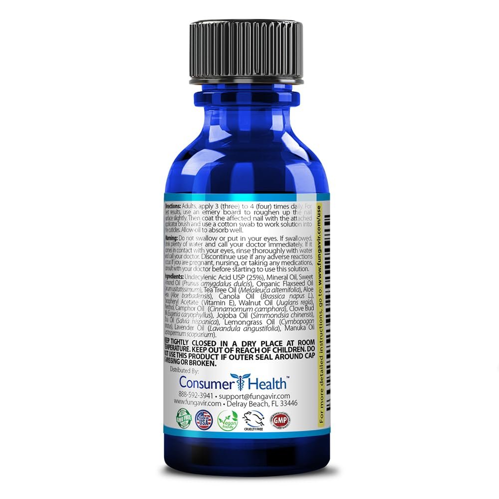 Consumer Health Fungavir - 25% Undecylenic Acid, Tea Tree Oil - For Nails and Toenails - 15ml / 0.5 fl.oz. - 1 Bottle - Vegan - Image 3
