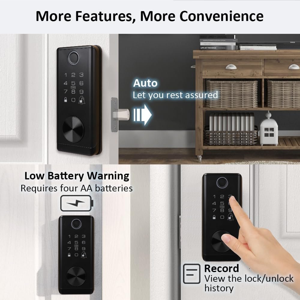 GOLDENKEY Fingerprint Door Lock, Electronic Deadbolt,Keyless Door Lock,Biometric Door Lock,Keypad Entry Door Lock,Passcode Code Door Lock Digital Door Lock - Image 6