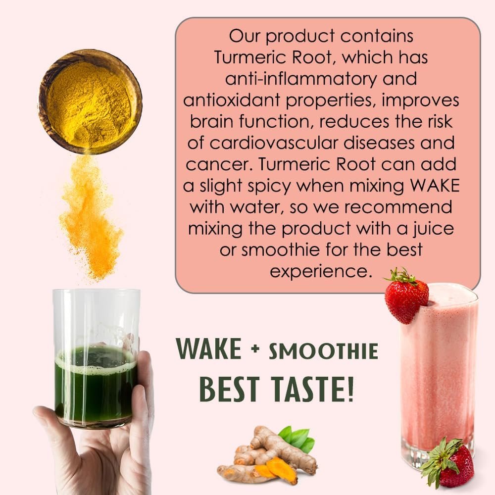 Wake Antioxidant Super Greens, Best Natural Powder Superfood, Spirulina & Chlorella, Vitamin B12, Non-GMO Vegan Drink, Juice & Smoothie Blend, Enzymes, Probiotics, Acai Berry & Camu Camu - Image 3