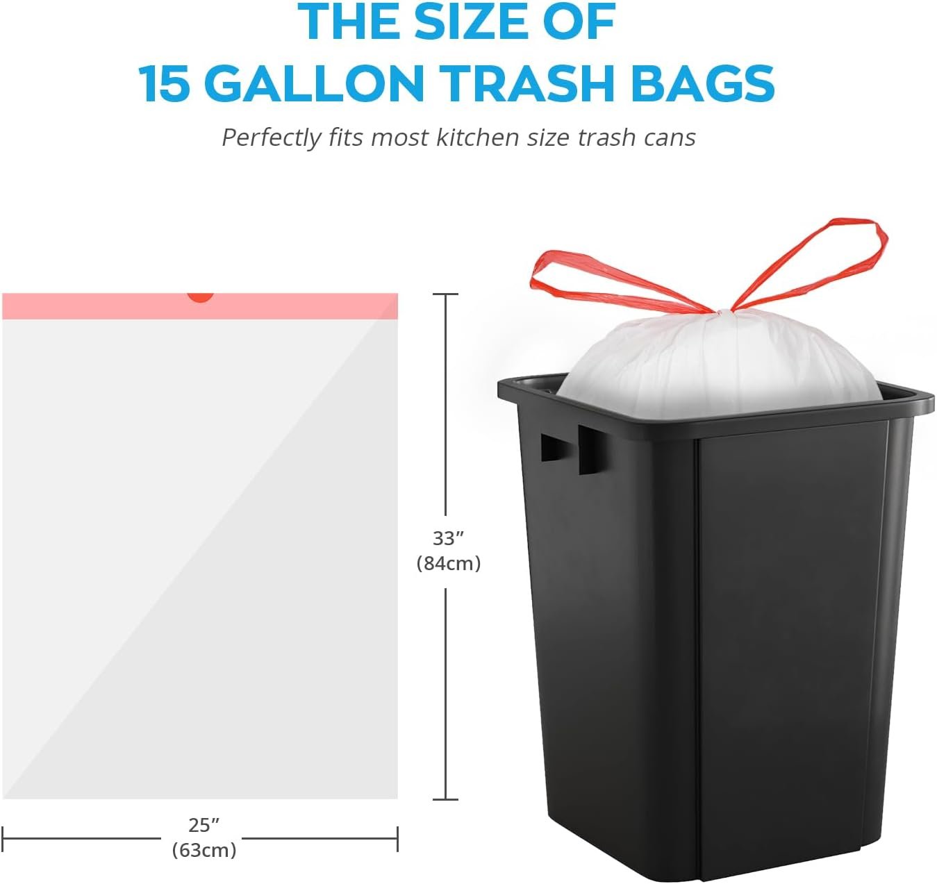 Ultra Thick 15 Gallon Drawstring Trash Bags, 108 Count Heavy Duty Large Plastic Garbage Bag, Leak Proof Trash Can Liners for Tall Kitchen Home Office Lawn Outdoor, White - Image 4