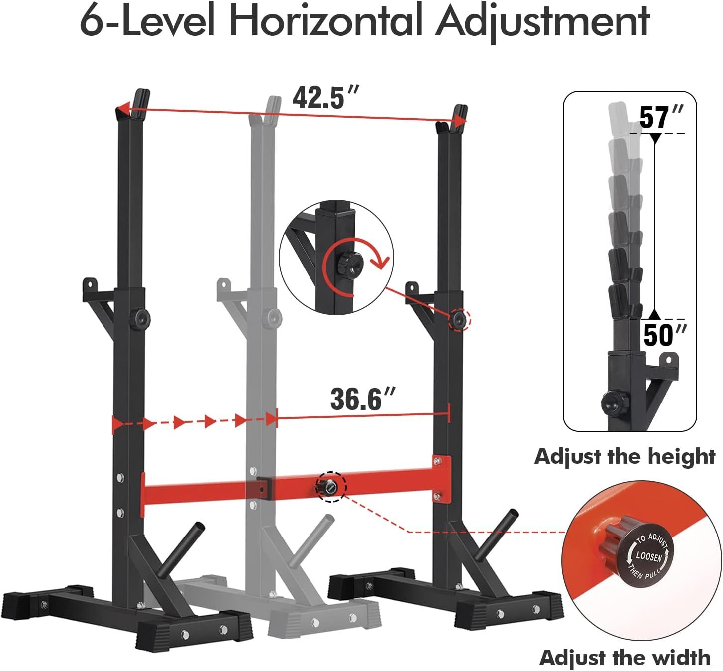 BangTong&Li Squat Rack Stand,Barbell Rack,Bench Press Rack Stand Home Gym Adjustable Weight Rack 550Lbs - Image 5