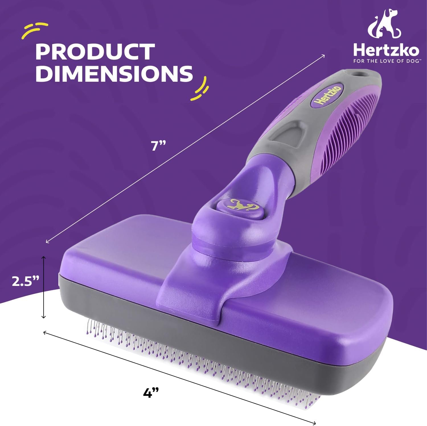 Hertzko Self-Cleaning Slicker Brush for Deshedding Long and Short-Haired Pets - Small Size Grooming Rake and Comb for Dogs and Cats - Image 4