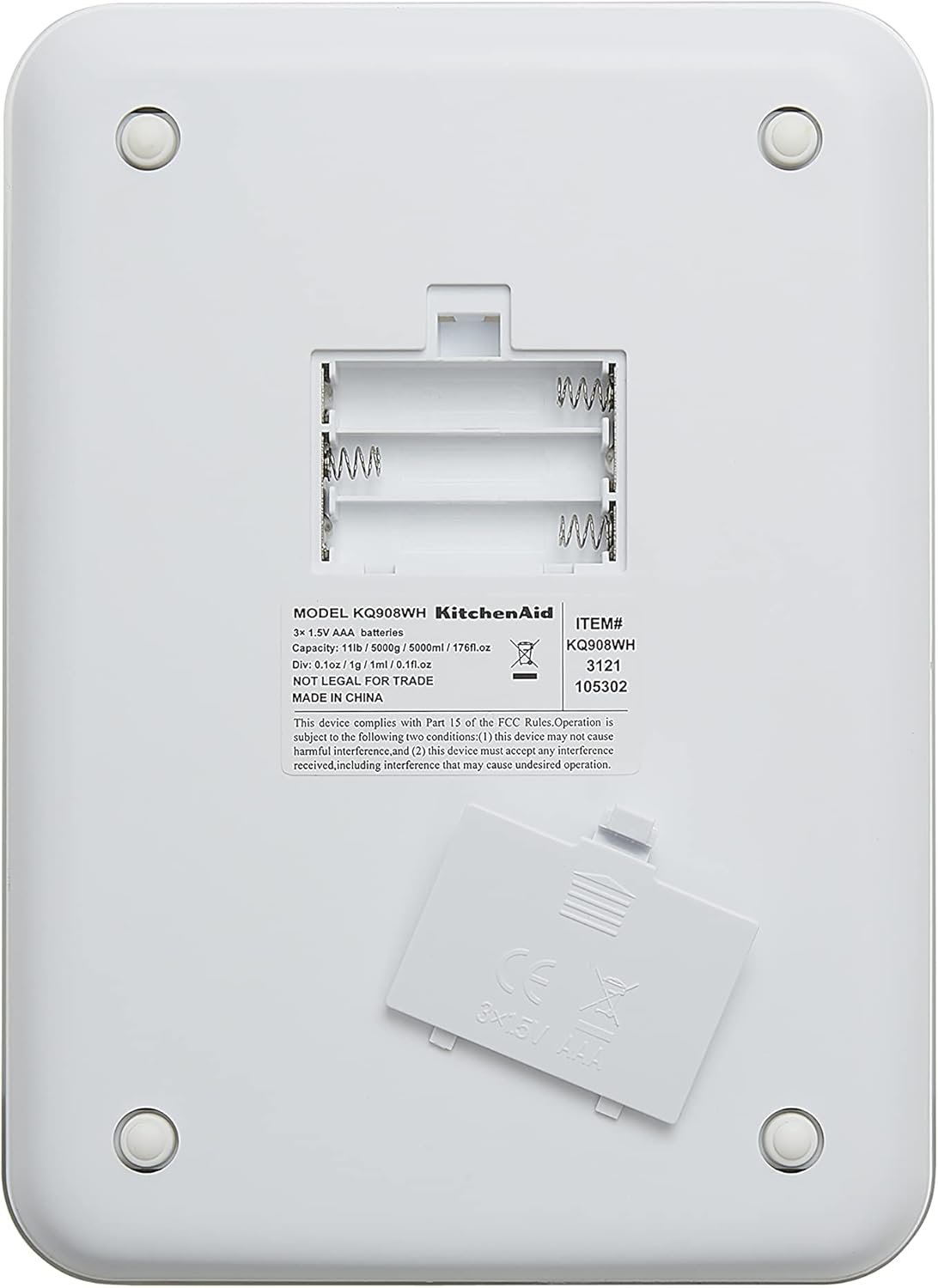 KitchenAid KQ908 Glass Surface 11 Pound Capacity Digital Kitchen and Food Scale, White - Image 7