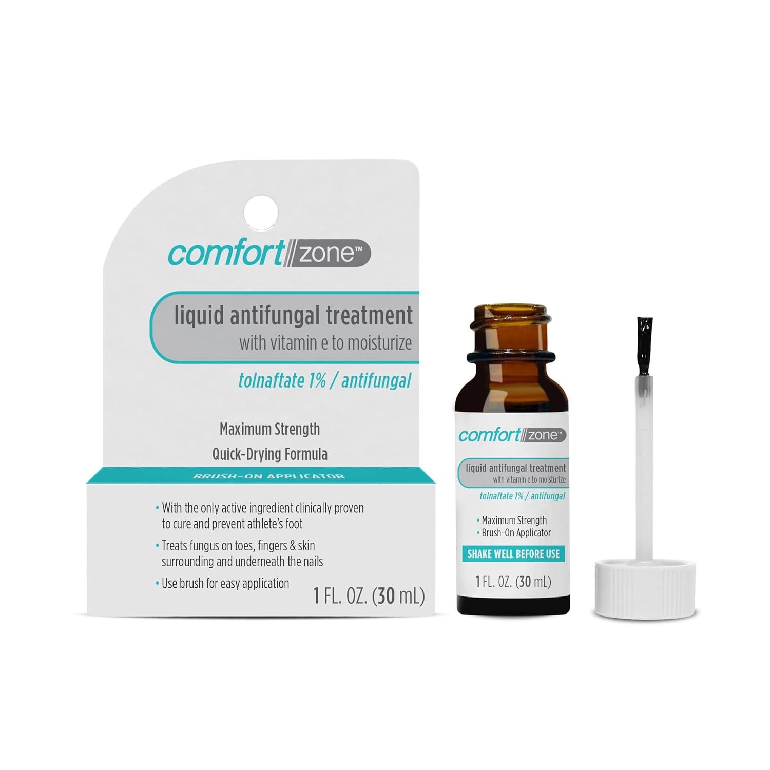 Comfort Zone Max Strength Anti-Fungal Liquid for Toenails, Brush Applicator, Tolnaftate 1%, 1 Fl Oz - Image 2