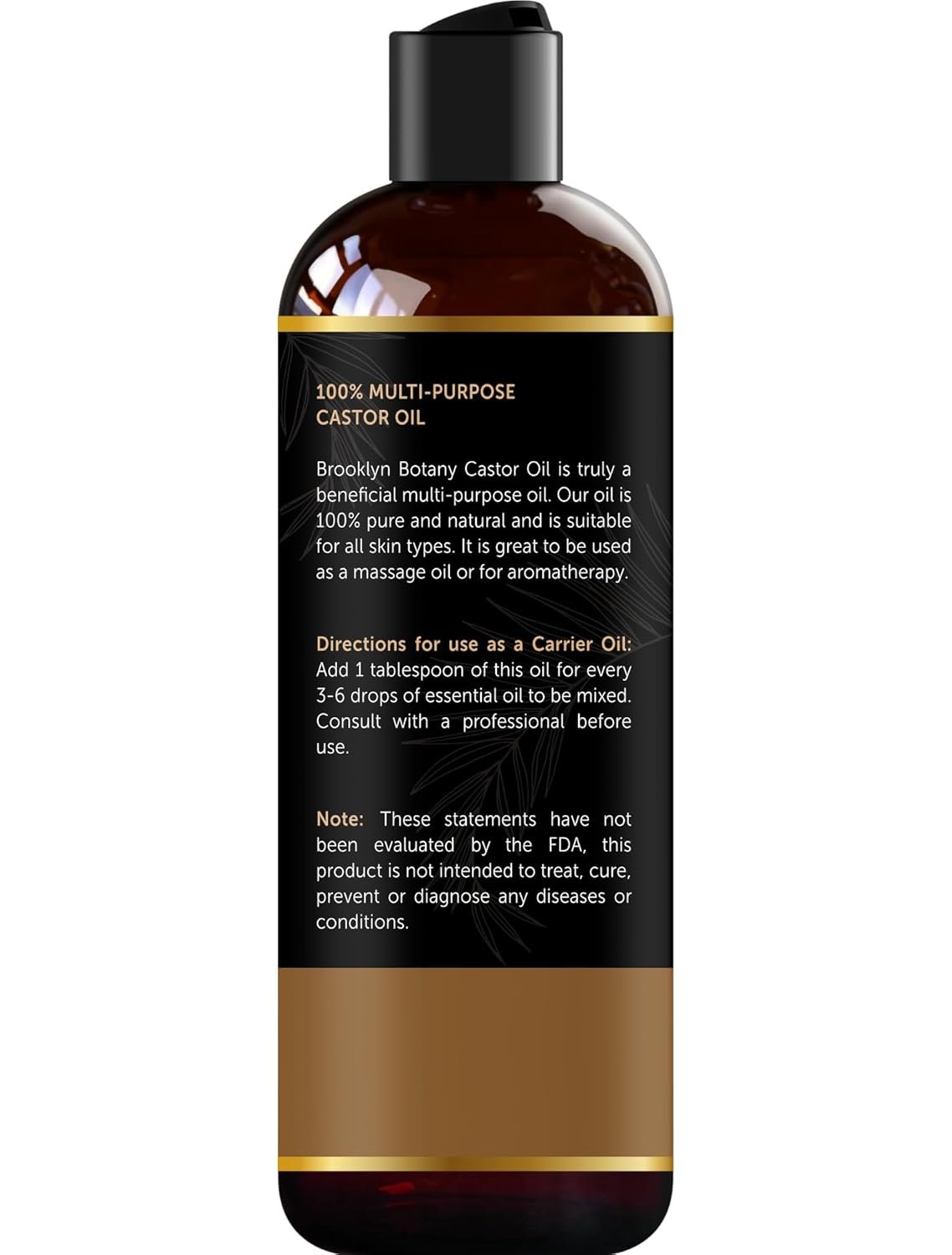 Brooklyn Botany Organic Castor Oil for Hair Growth, Eyelashes & Eyebrows - 100% Pure and Natural Carrier Oil, Hair & Body Oil - Moisturizing Massage Oil for Aromatherapy - 8 Fl Oz - Image 4