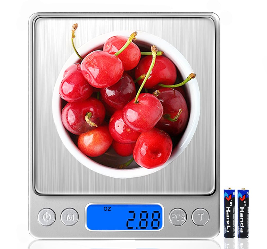 Food Scale Digital Kitchen Scale for Food Ounces and Grams, Small Pocket Scale for Weight, Cooking, Coffee, Jewelry, Baking, 3000g, 0.1g/0.01oz Precision (2 Trays) - Image 2