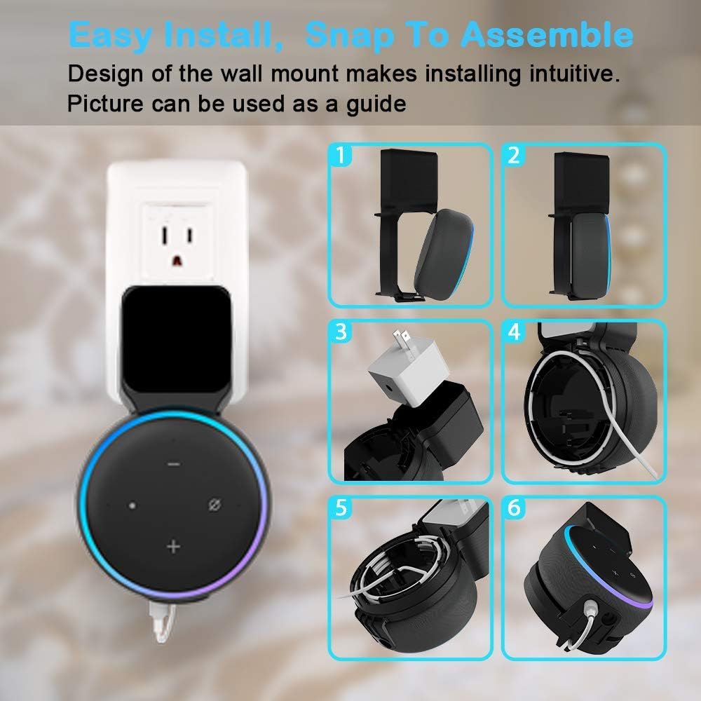 Maxonar Echo Dot Wall Mount Holder, Echo Dot Mount 3rd Generation Space-Saving Accessories for Dot Smart Speakers, Clever Echo Dot Accessories with Built-in Cable Management Hide Messy Wires - Image 7