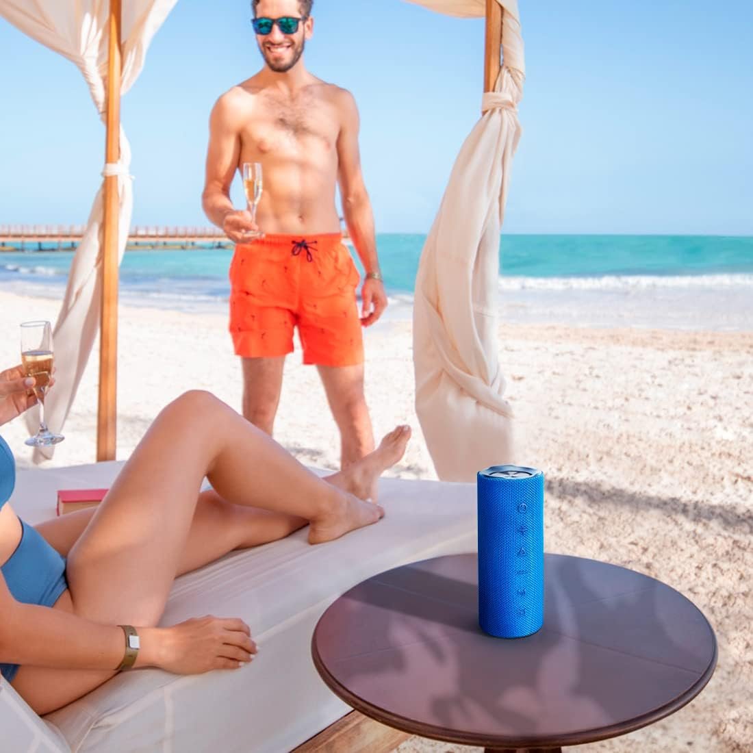 Bluetooth Speaker IPX7 Waterproof, Loud 30W HD Sound Wireless Speakers RGB LED Shower Speaker, Dual Pairing 24H Playtime Wireless Stereo Travel Speakers for Home Outdoor Kayak Beach (Blue) - Image 7