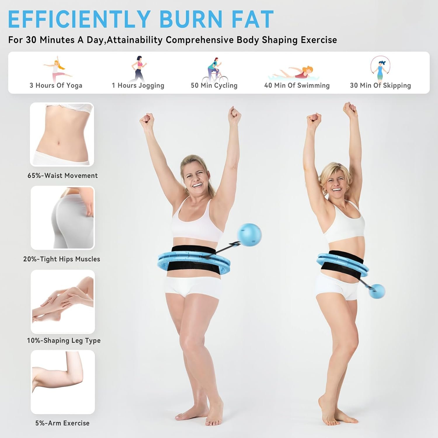 Weighted Hula Hoop for Adults Weight Loss,Infinity Weighted Hoop Plus Size with Sweat Belt,Waist Trainers for Women,Exercise Hula Hoop Womens Weight Loss At Home - Image 8