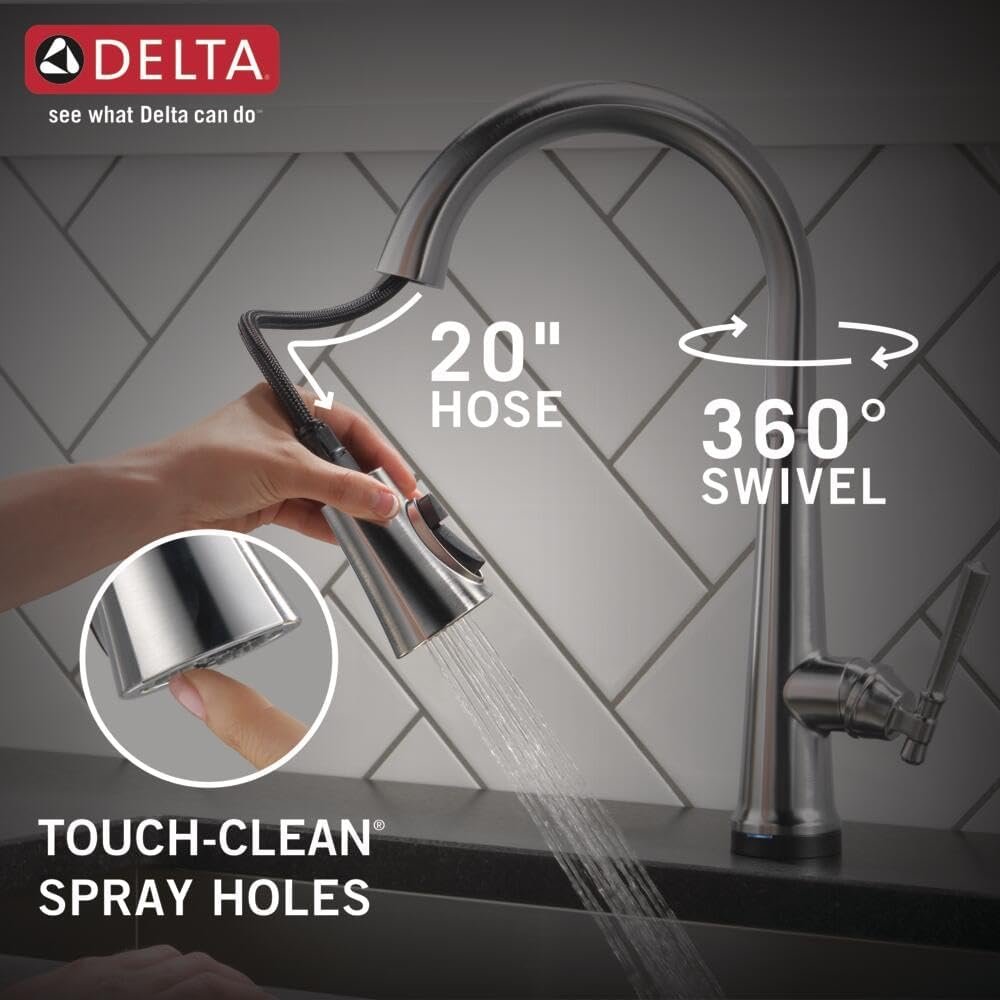 Delta Faucet Emmeline Matte Black Kitchen Faucet Touch, Touch Kitchen Faucets with Pull Down Sprayer, Kitchen Sink Faucet, Kitchen Faucet Black, Touch2O Technology, Matte Black 9182T-BL-DST - Image 7