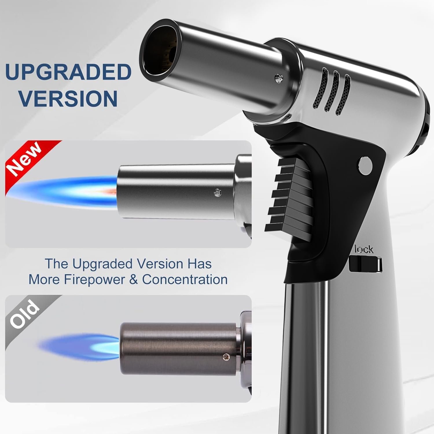 Butane Torch, Butane Refillable Kitchen Cooking Torch, Torch Lighter with Safety Lock And Adjustable Flame For BBQ, Baking, Brulee Creme, Crafts and Soldering(Butane Gas Not Included)… - Image 3