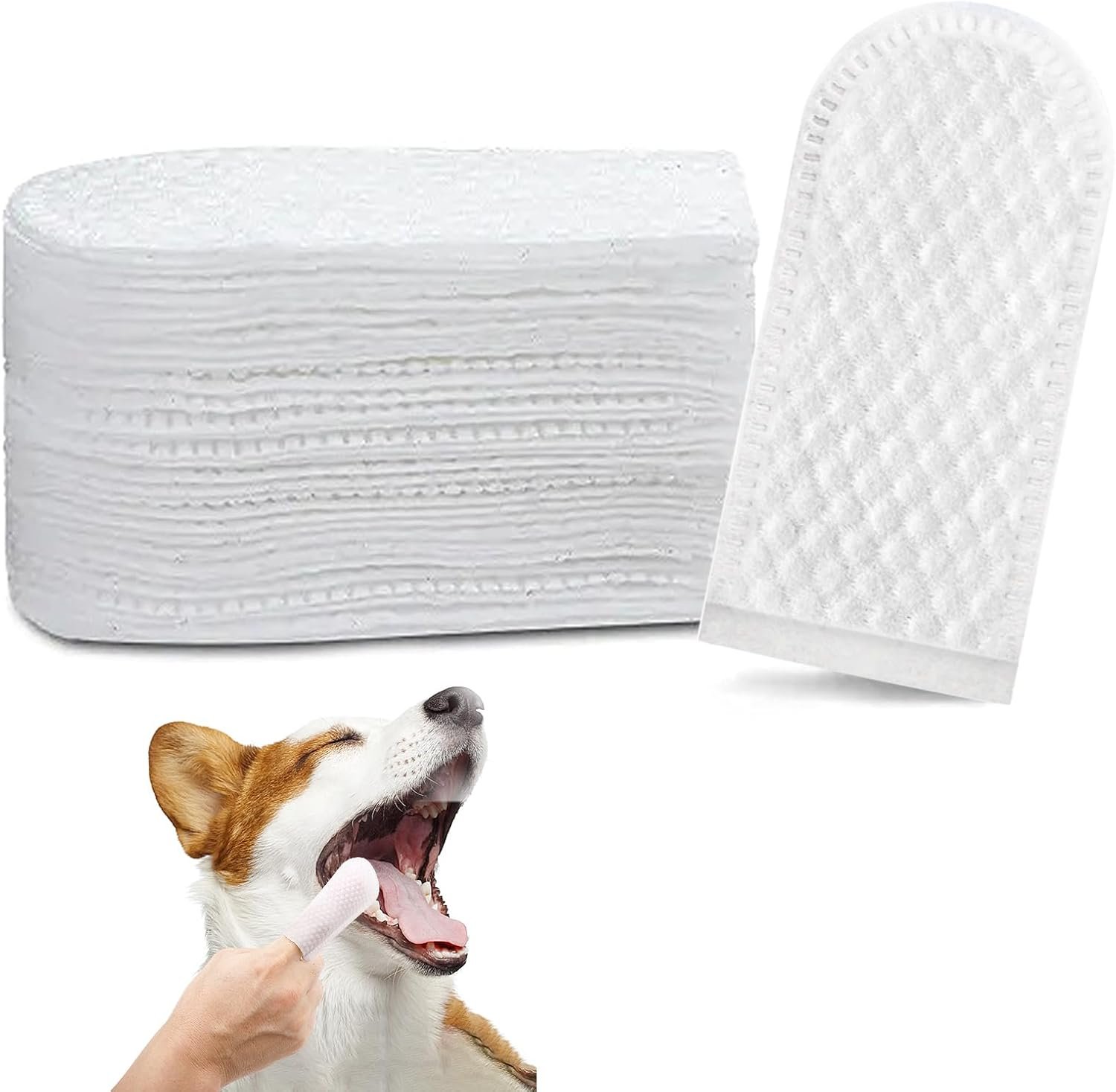 Dog Teeth Cleaning Wipes, 50pcs Dog Dental Ear Wipes Removing Tartar Buildup No-Rinse Dog Finger Toothbrush, Disposable Pet Dental Finger Wipes for Dogs Cat, Fit for Outdoor Home Travel - Image 2