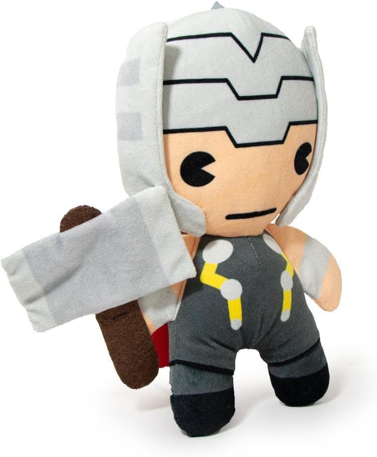 Dog Toy, Marvel, Plush Squeaker Thor with Hammer Kawaii Standing Pose - Image 3