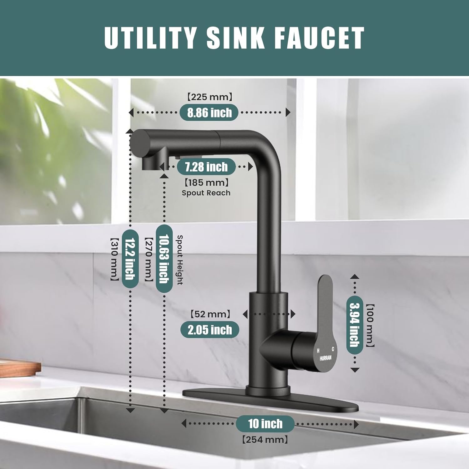 Kitchen Faucets, Brushed Grey Kitchen Faucet with Pull Down Sprayer and Deck Plate, Stainless Steel Commercial Utility Kitchen Faucets for Sink 3 Hole for Bar Rv Camper Laundry Outdoor Farmhouse Sink - Image 7